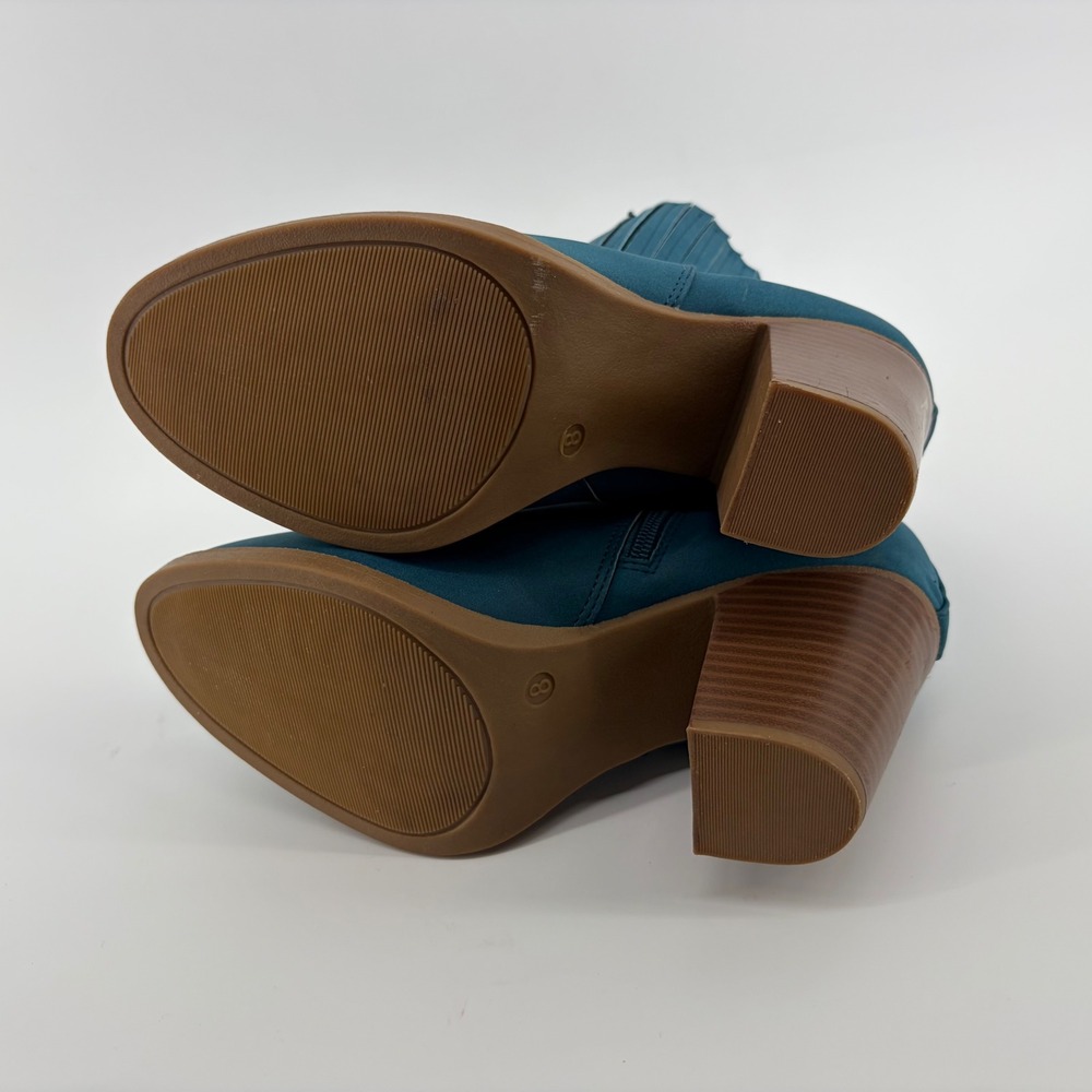 Serra‎ Teal Blue Suede Chelsea Block Heel Ankle Boots Size 8 - Picture 5 of 8